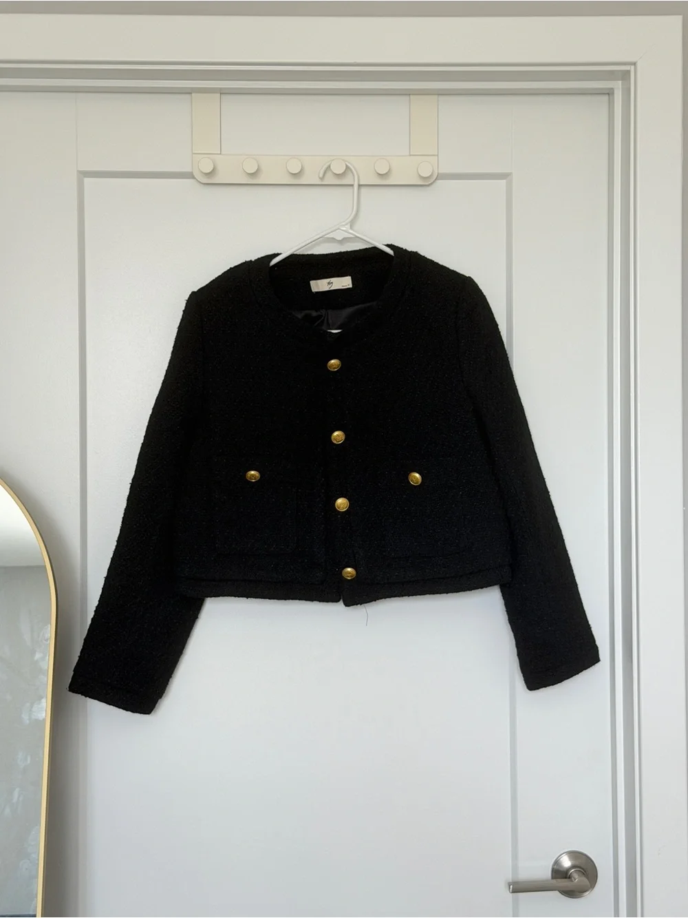 Black Bouclé Button-Front Jacket with Gold Buttons - new without tag, never worn